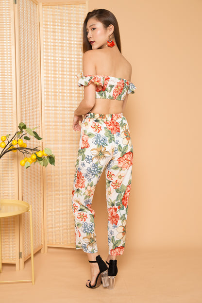 Raina Flutter Floral 2 Piece Set in White