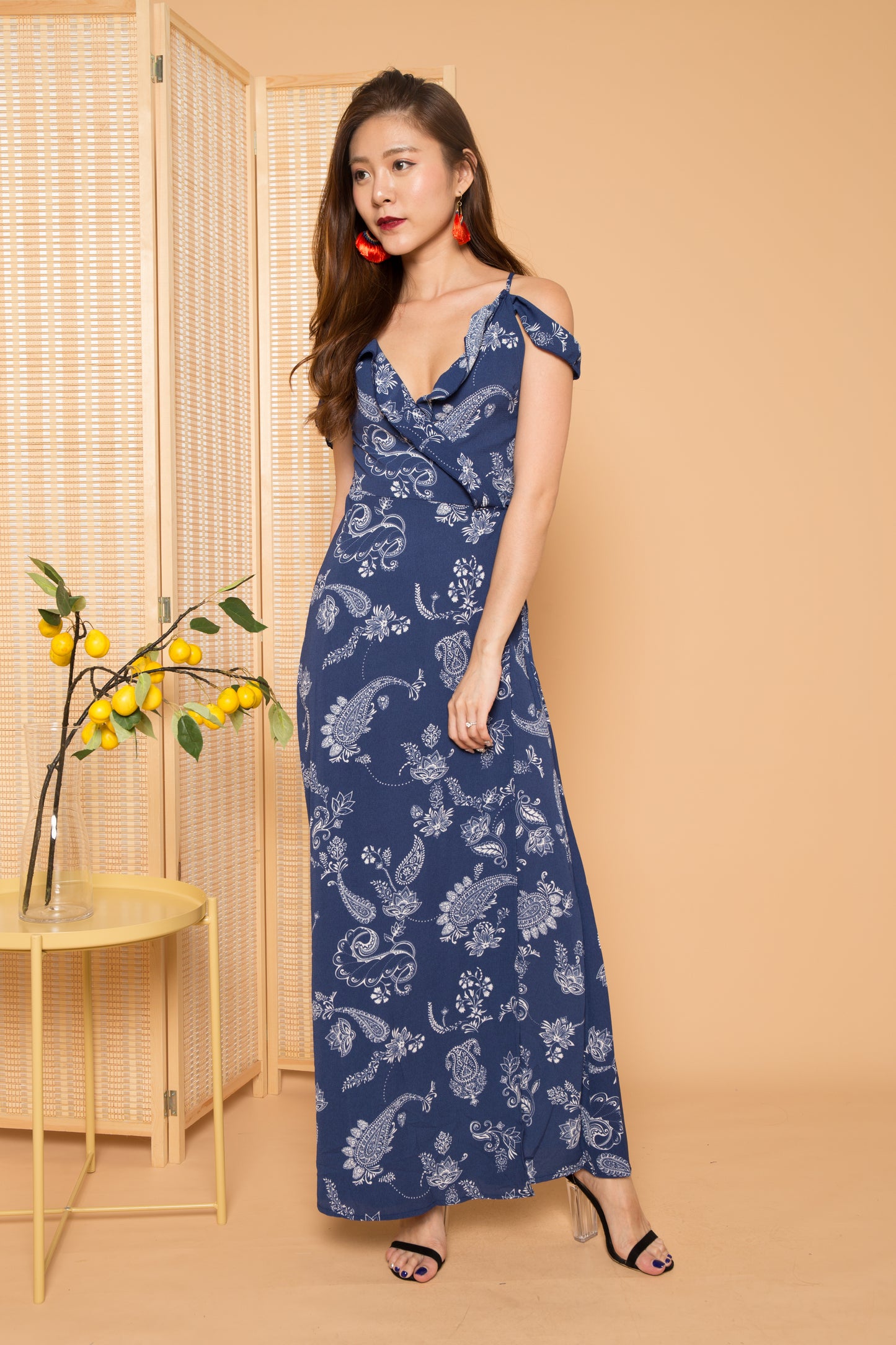 Jacq Tropical Maxi Dress in Blue