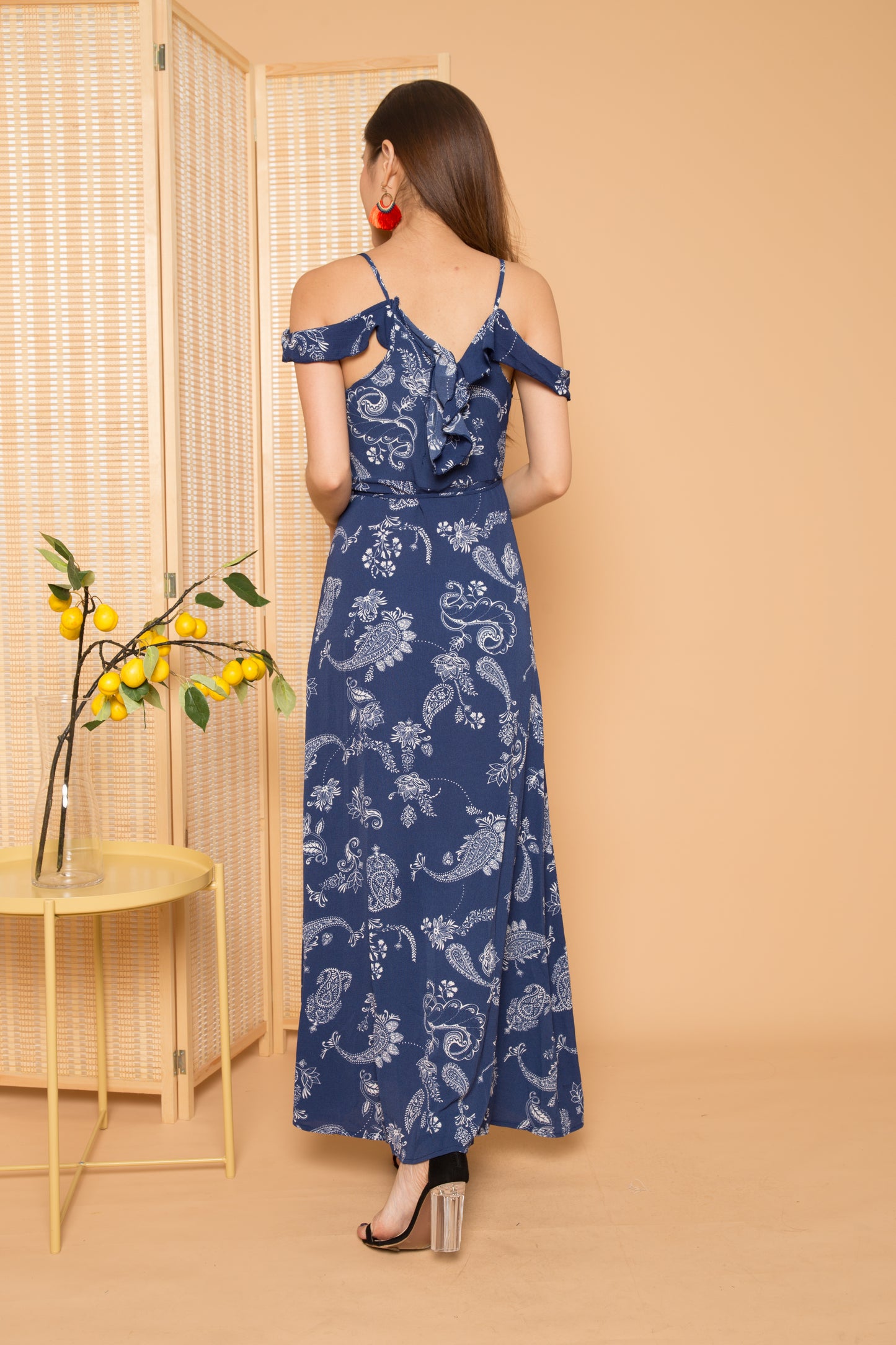 Jacq Tropical Maxi Dress in Blue