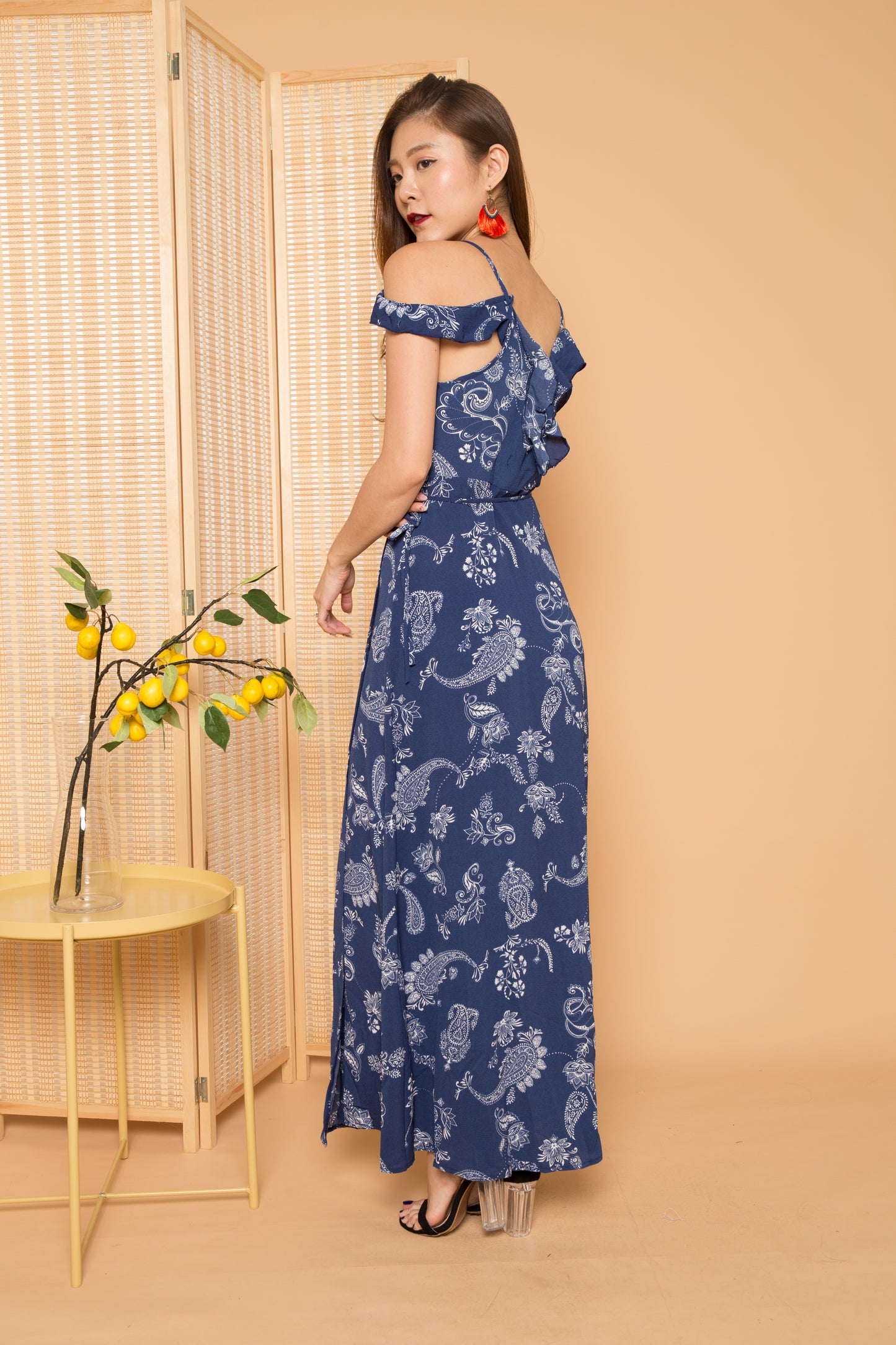 Jacq Tropical Maxi Dress in Blue