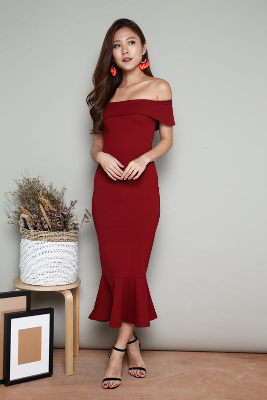 LUXE - Angewina Formal Mermaid Dress in Burgundy