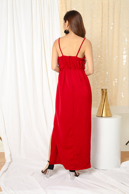 LUXE- Joeise Gown Dress in Burgundy