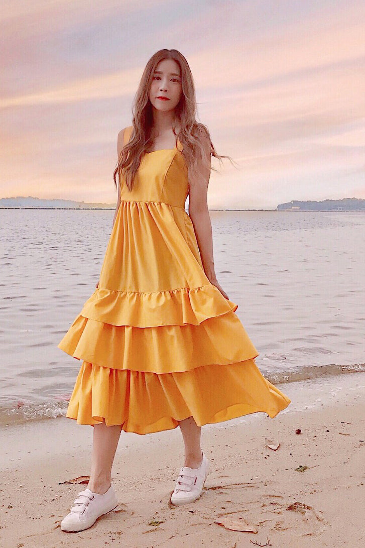 OPHELIA FLARE DRESS IN YELLOW